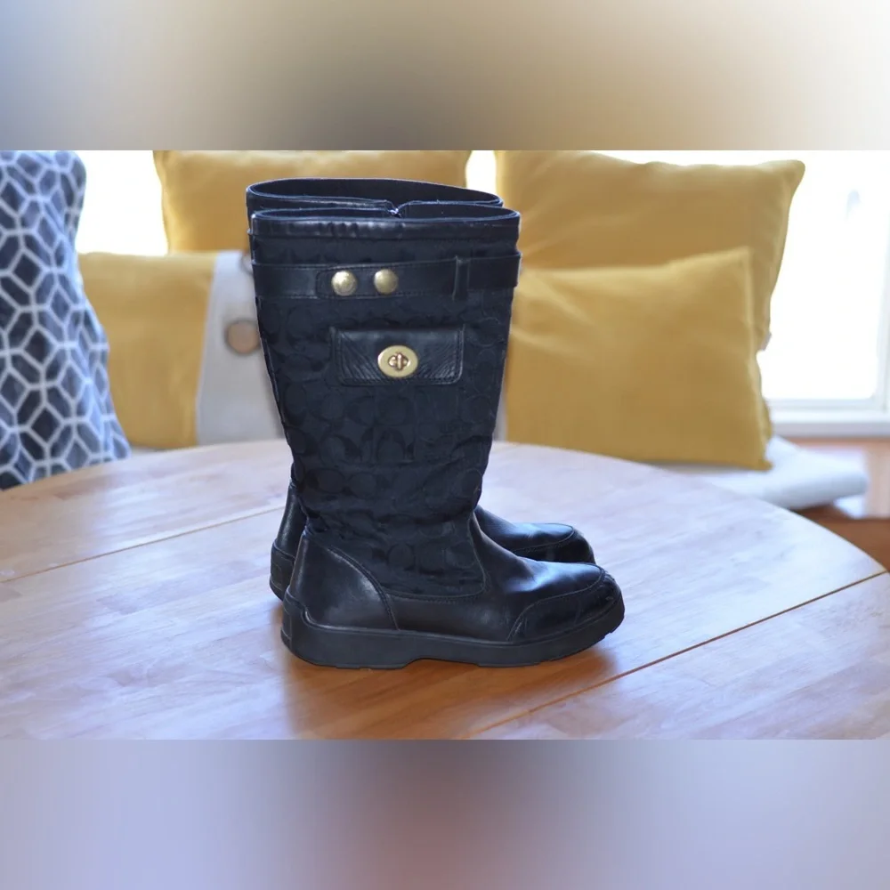 Coach Kayla Black Boot Women’s Size 8.5 Signature Print - Picture 3 of 16